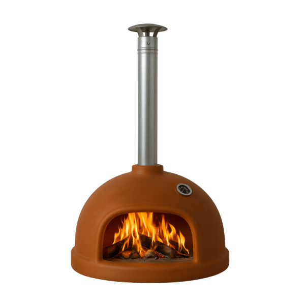 horno de barro grande con leña