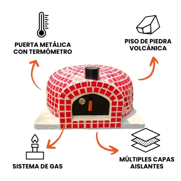 horno de piedra color rojo características